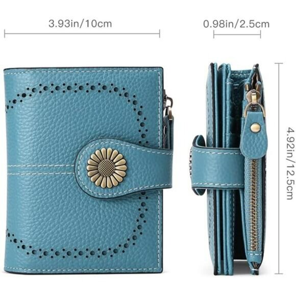 Sendefn Small Leather Wallet Women RFID Bifold Card Holder Zipper Coin Purse - Picture 3 of 7